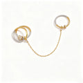 Waterproof Double Finger CZ Chain Link Ring