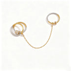 Waterproof Double Finger CZ Chain Link Ring