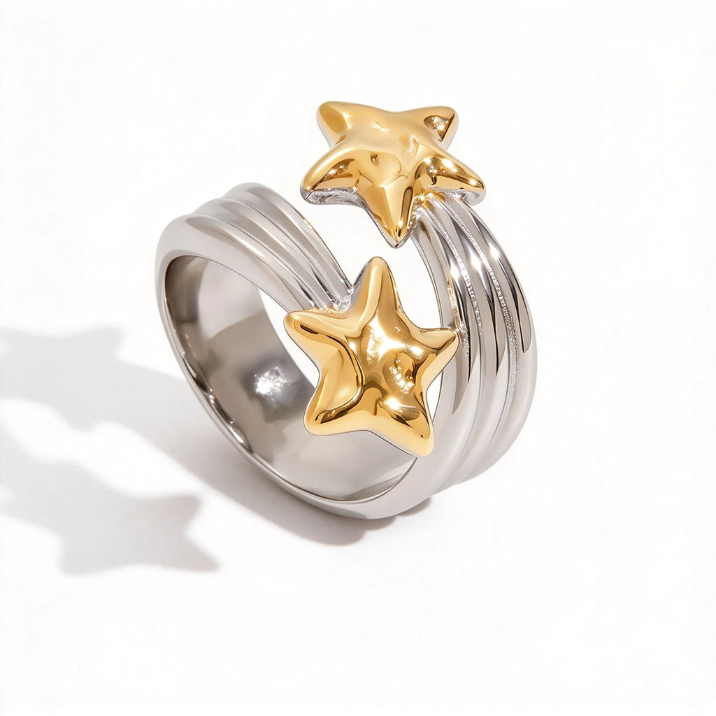 Waterproof Two-Tone Celestial Ring