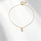Waterproof Stainless Steel Chunky Charm Necklace | Gold Cross & Heart Layered Chain
