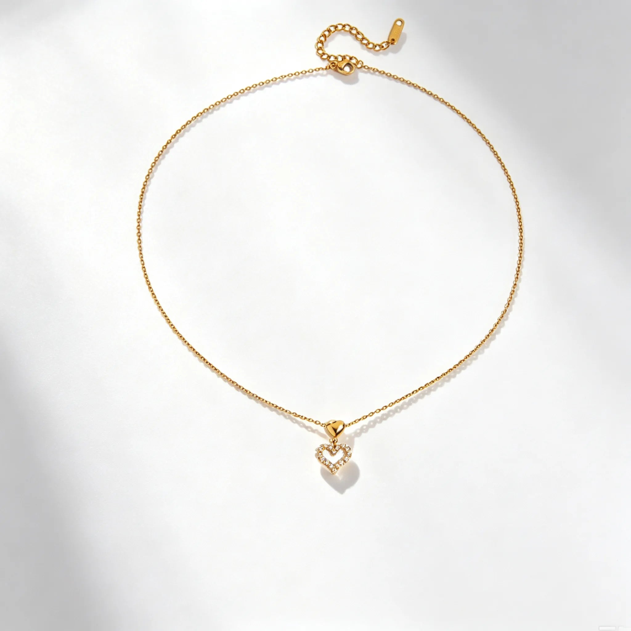 Waterproof Stainless Steel Chunky Charm Necklace | Gold Cross & Heart Layered Chain