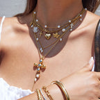 Waterproof Stainless Steel Chunky Charm Necklace | Gold Cross & Heart Layered Chain