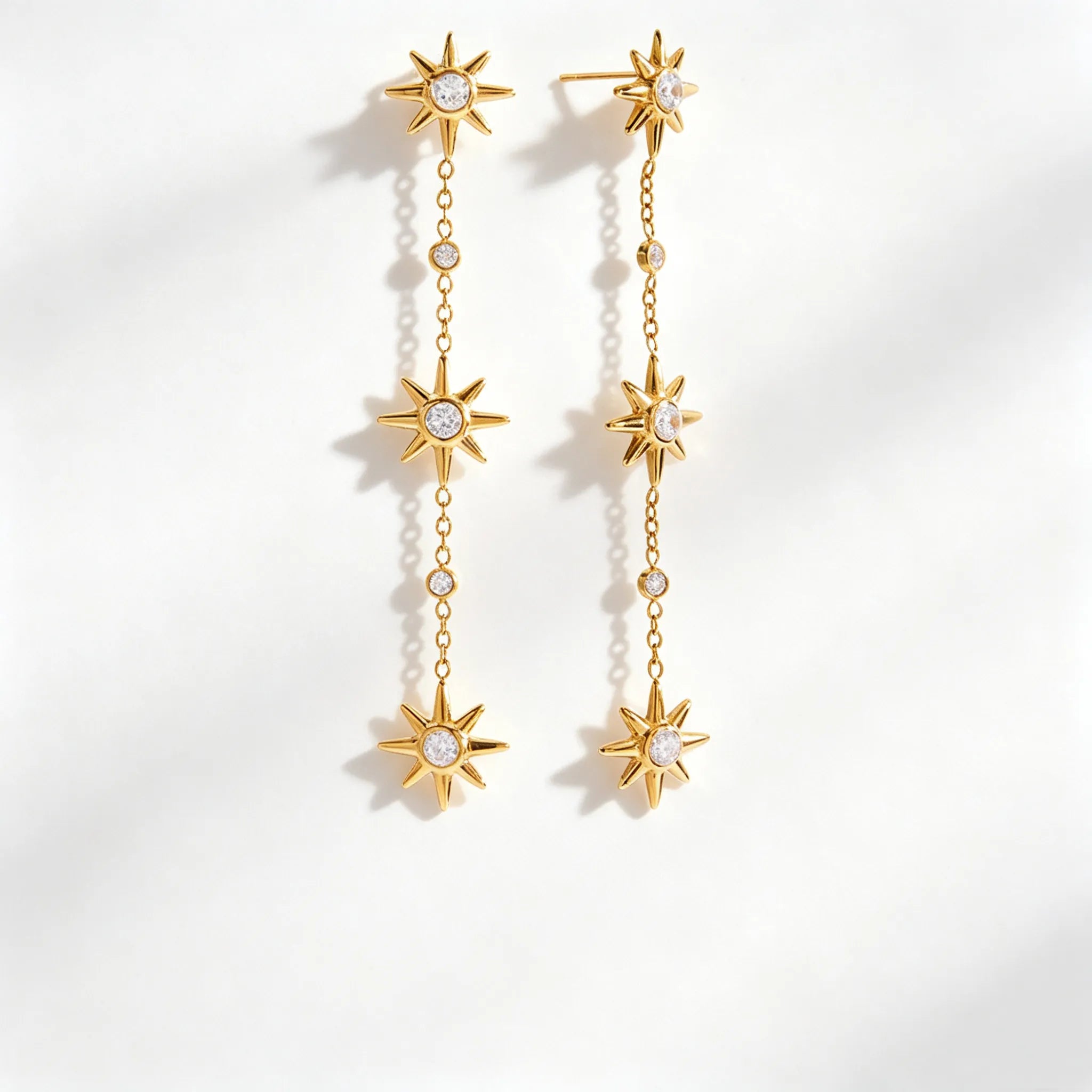 Zirconia Drop & Threader Earrings Collection – Waterproof 18K Gold