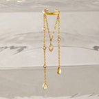 Multi-Chain CZ Dangle Ear Cuff (single)– Waterproof 18K Gold