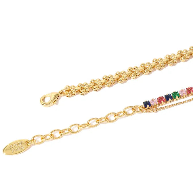 Rainbow CZ Asymmetric Tennis Bracelet – 18K Gold Plated