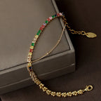 Rainbow CZ Asymmetric Tennis Bracelet – 18K Gold Plated