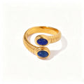 Lapis Lazuli Evil Eye Statement Ring | Waterproof 18K Gold