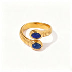 Lapis Lazuli Evil Eye Statement Ring | Waterproof 18K Gold