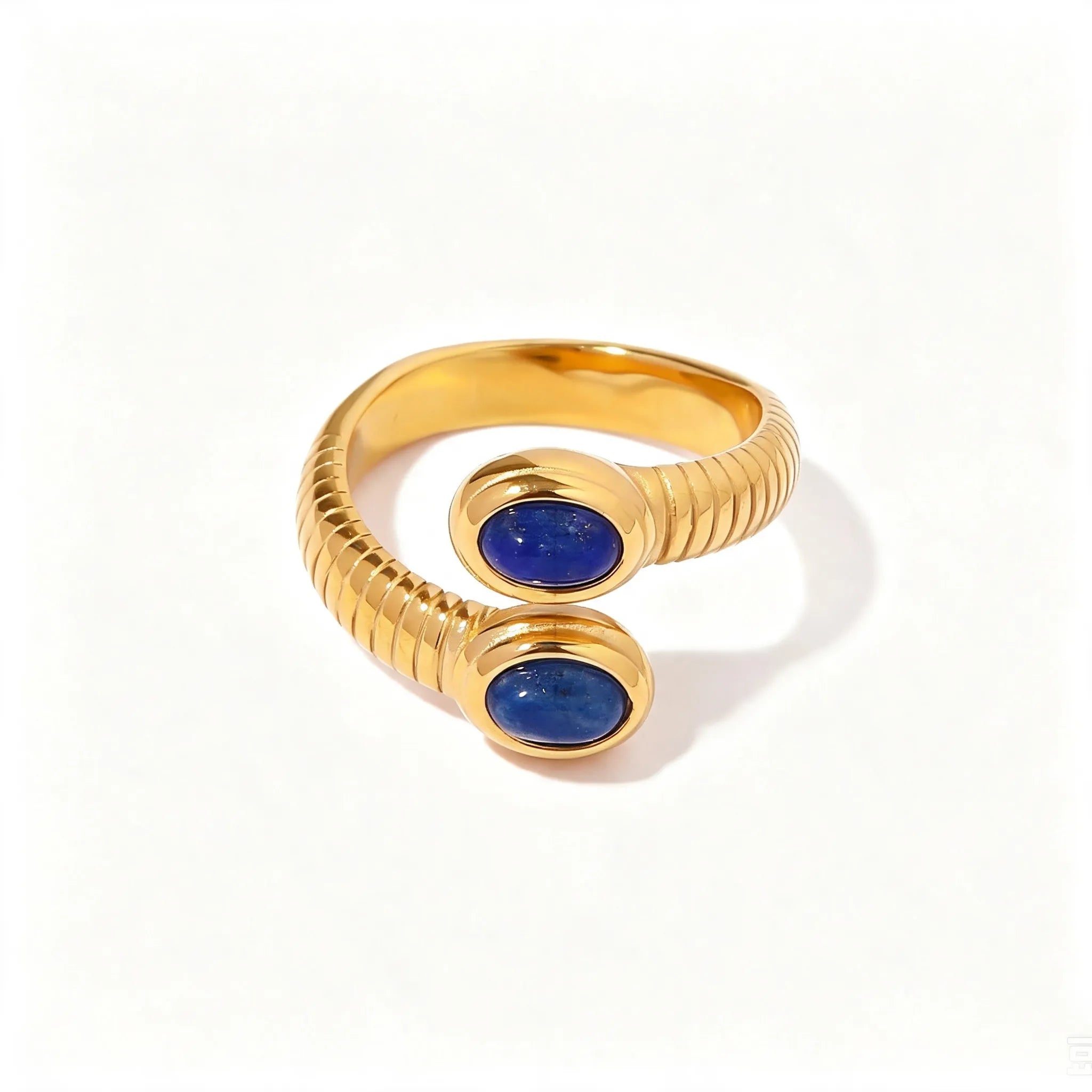 Lapis Lazuli Evil Eye Statement Ring – Waterproof 18K Gold