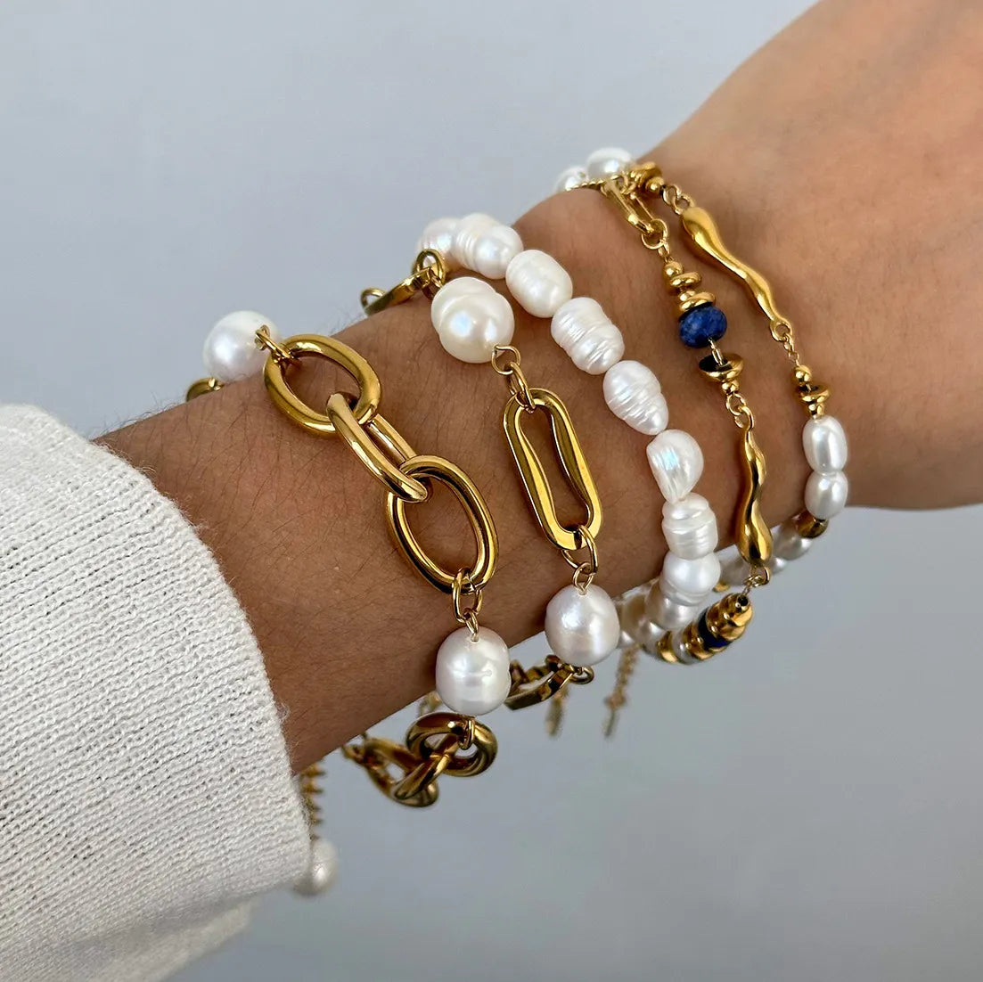 Waterproof Stacking Beaded Pearl Bracelet