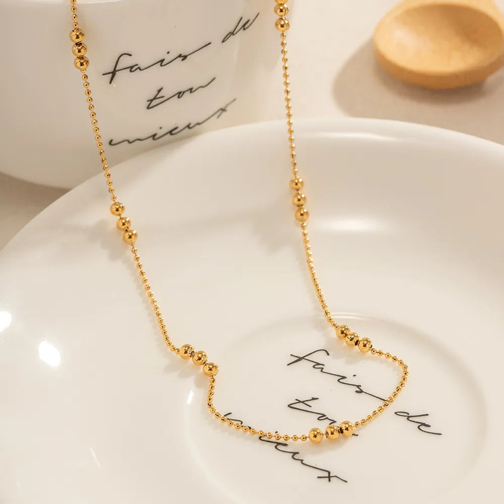 Satellite Bead Chain Necklace – Waterproof 18K Gold