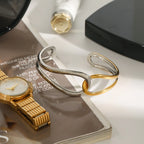 Two-Tone Interlocking Cuff Bracelet – Waterproof Gold & Silver