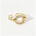 Waterproof Pave CZ Eternity Ring | Gold Oval-Cut Adjustable Band