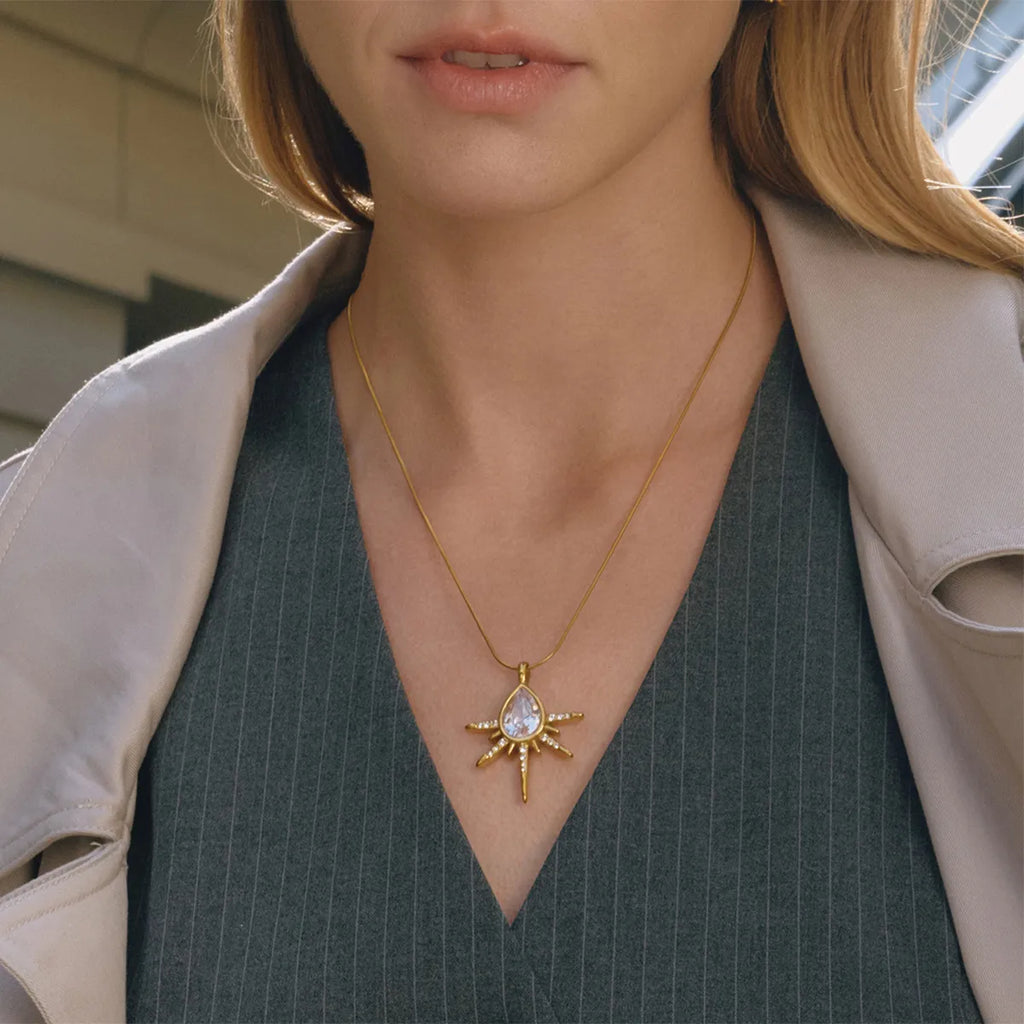Waterproof Pear-Cut CZ Necklace