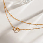 Double Layer Interlocking Ring Necklace – Waterproof 18K Gold