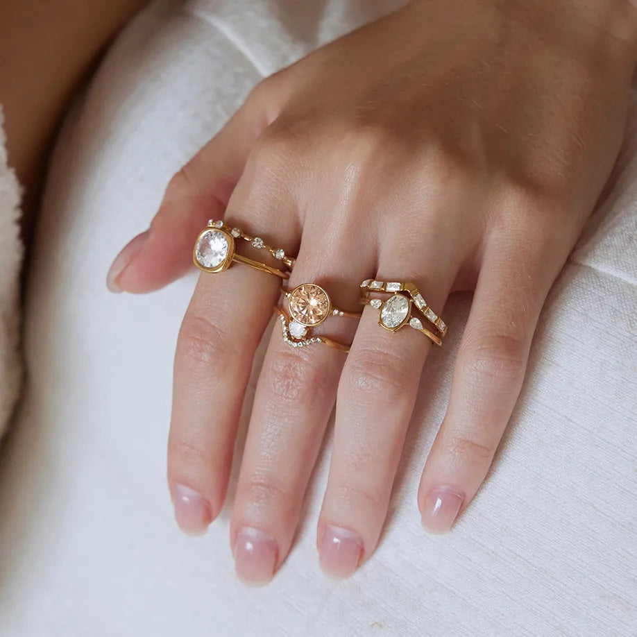 Waterproof 3-Piece CZ Stacking Ring Set