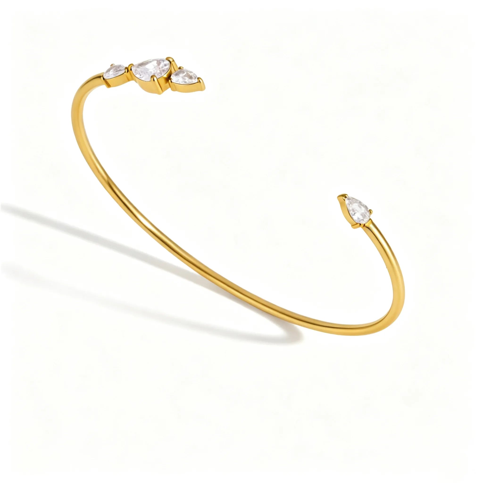 Zirconia Open Cuff Bracelet Collection – Waterproof 18K Gold