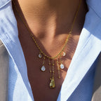 Waterproof Gold Teardrop CZ Necklace
