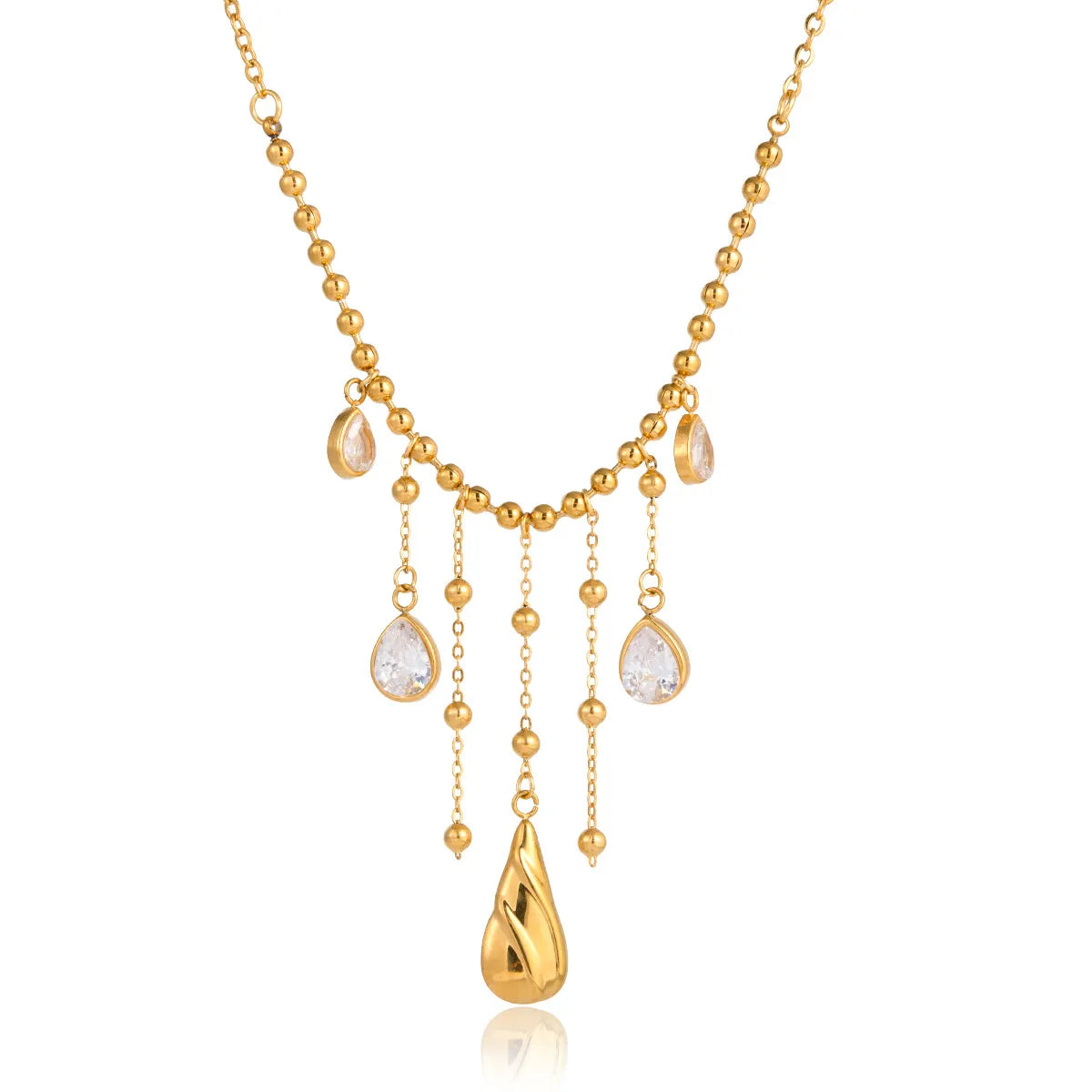 Waterproof Gold Teardrop CZ Necklace