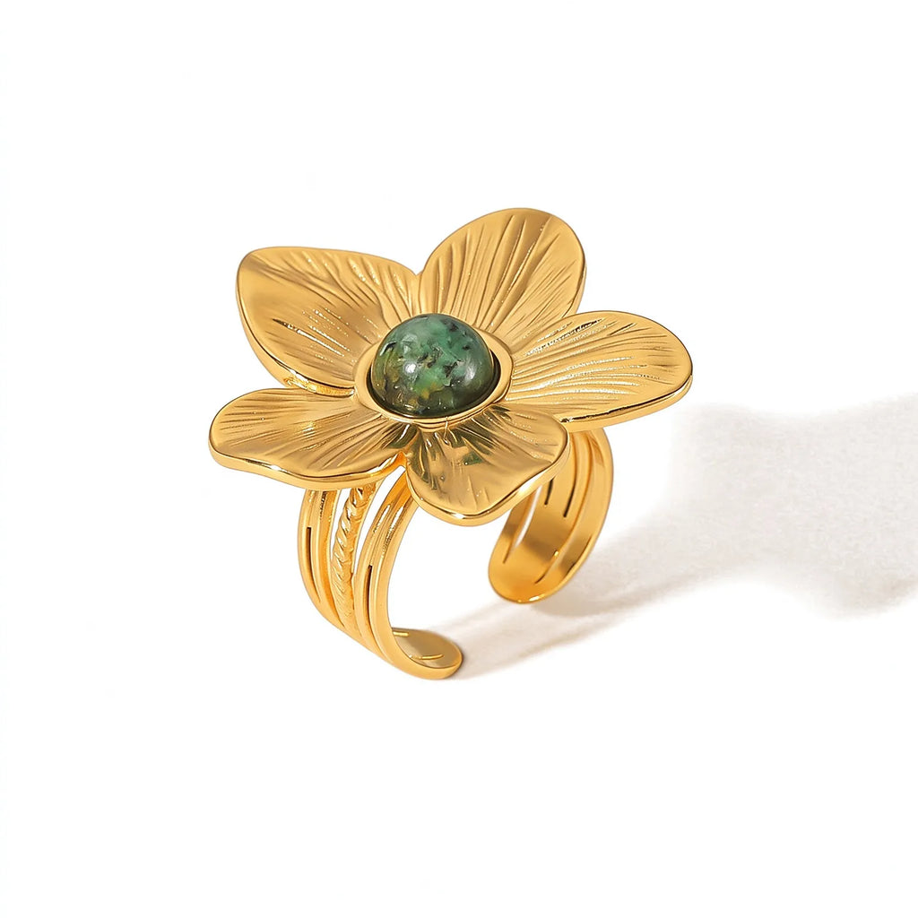 Waterproof Gold Butterfly & Flower Open Rings