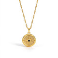 Waterproof Gold CZ Coin Pendant Celestial Necklace