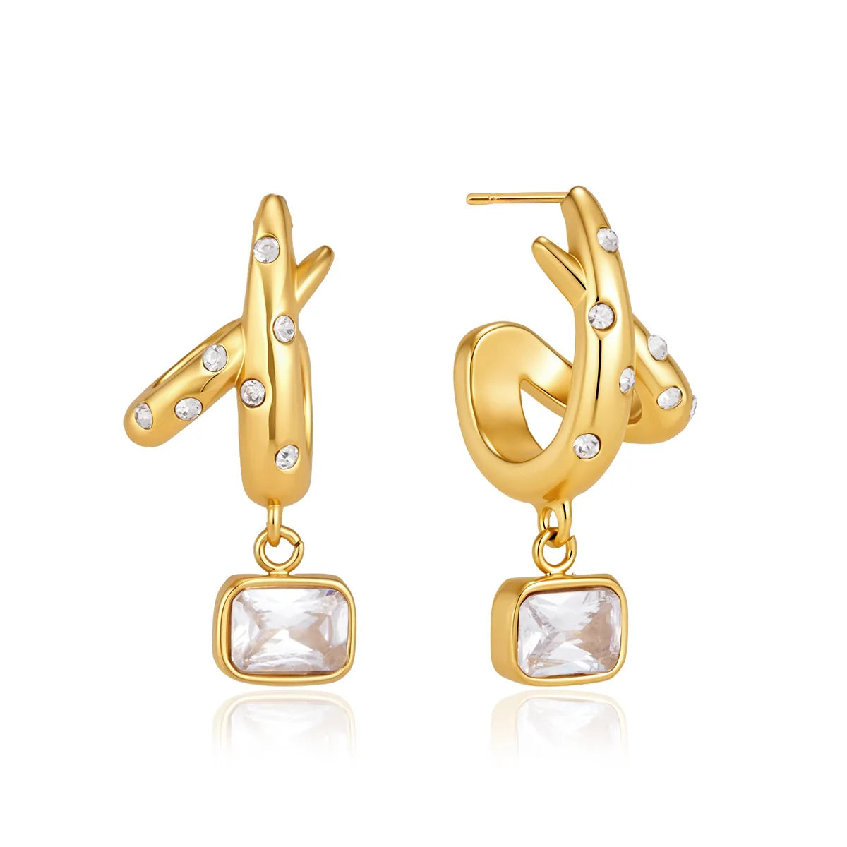 Waterproof Gold Ear Cuff & Dangle Earring
