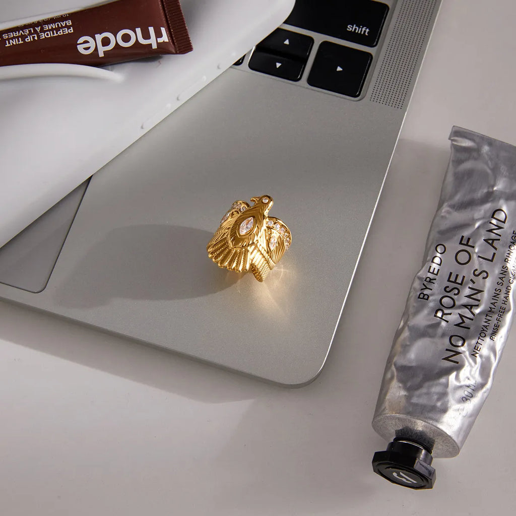 Waterproof Gold Eagle Ring