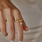 Waterproof Gold Dangle CZ Ring