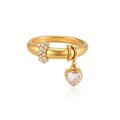 Waterproof Gold Dangle CZ Ring