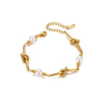 Waterproof Gold Knot & Pearl Jewelry Set