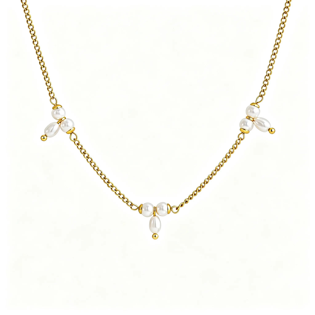 Waterproof Gold Pearl Layering Necklace