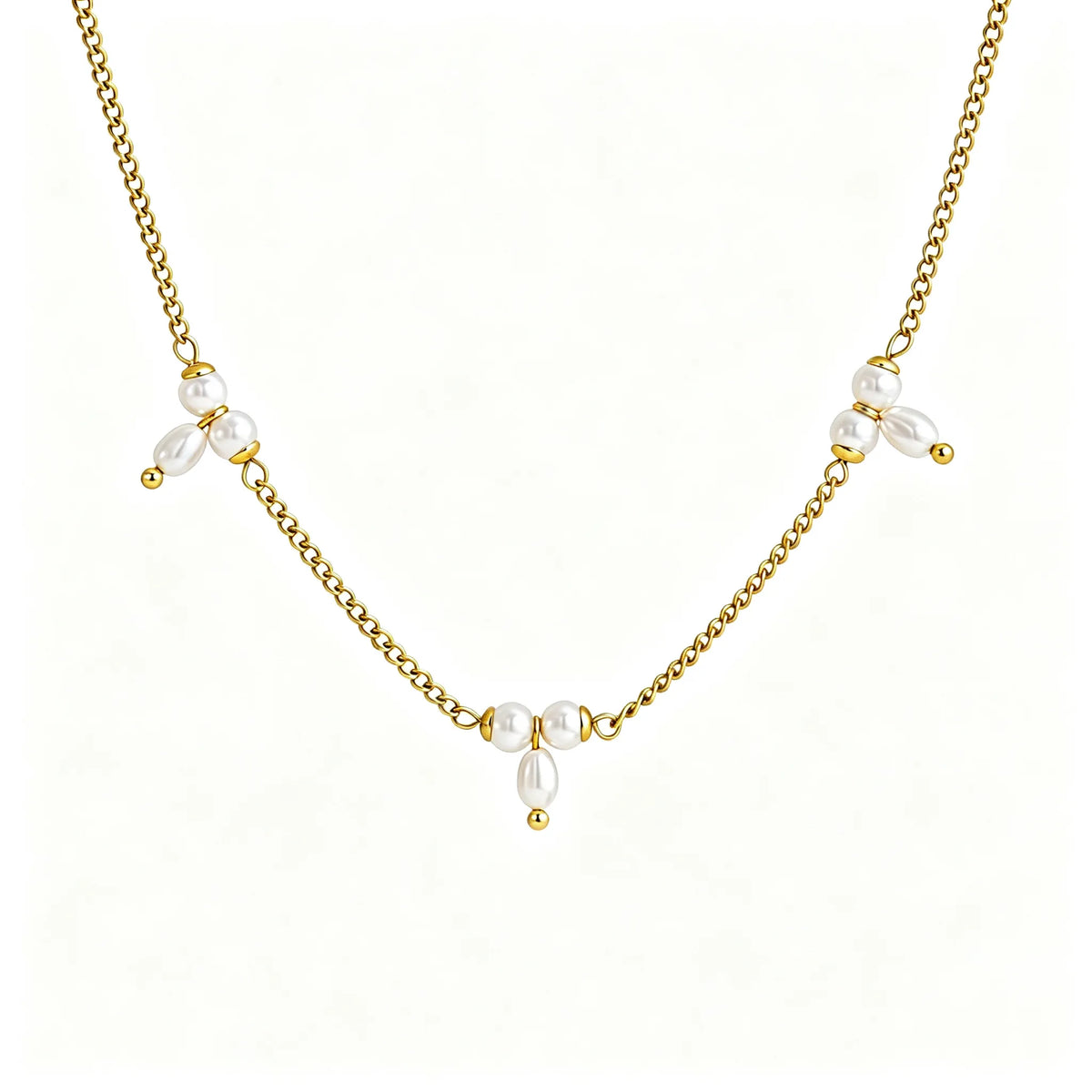 Waterproof Gold Pearl Layering Necklace