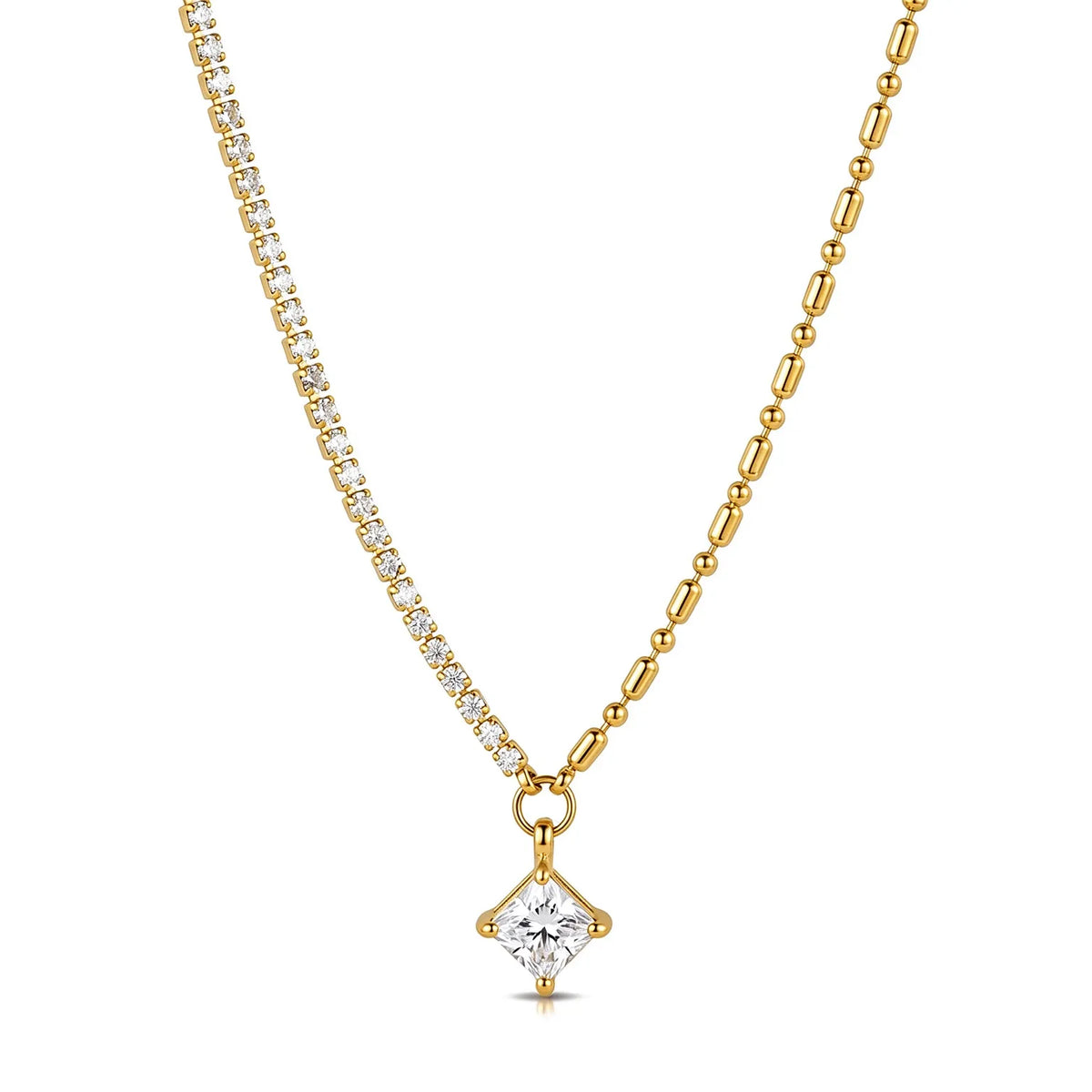 Waterproof Gold CZ Pendant Necklace