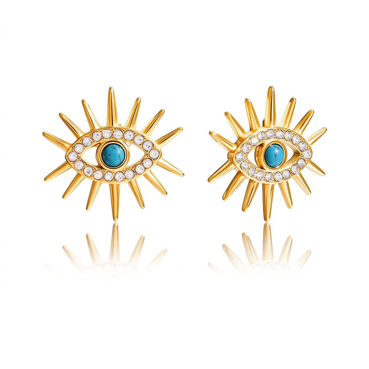 Waterproof Gold Evil Eye Earrings