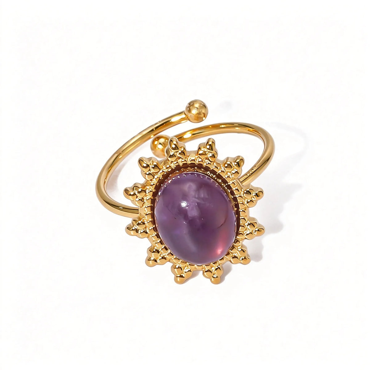 Waterproof Sunburst Multi-Stone Adjustable Ring