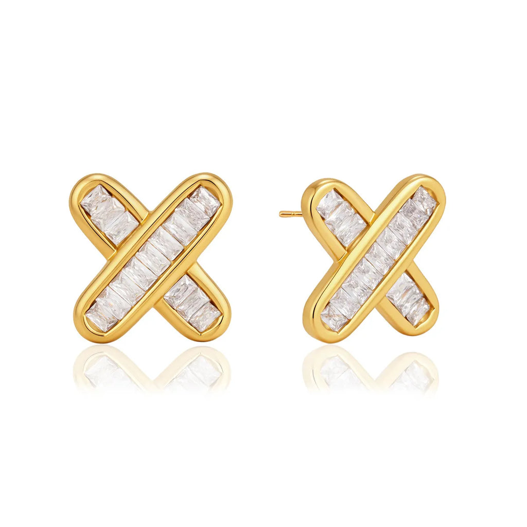 Waterproof Gold X Stud Earrings