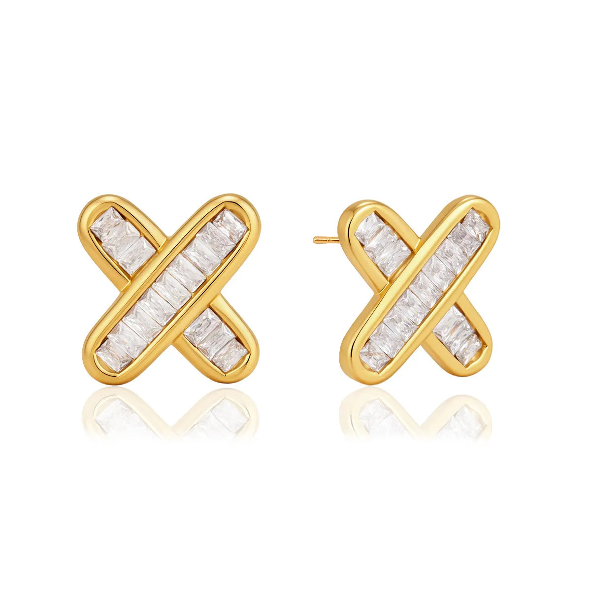 Waterproof Gold X Stud Earrings