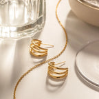 Triple Band Hoop Earrings – Waterproof 18K Gold