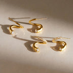 Waterproof Wave CZ S-Shape Stud Earrings