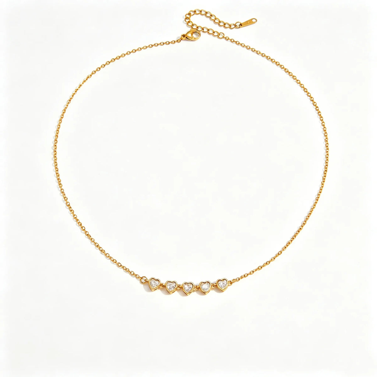 Rainbow Heart Zirconia Charm Necklace | Waterproof 18K Gold