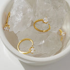 Waterproof Stainless Steel Bypass CZ Ring | Gold Asymmetrical Solitaire Open Band