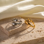 Liquid Teardrop Open Ring – Waterproof 18K Gold