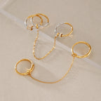 Waterproof Double Finger CZ Chain Link Ring