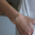 Waterproof Colorful CZ Charm Tennis Bracelet