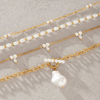 Waterproof Gold Pearl Layering Necklace