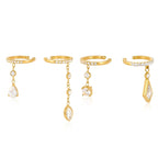 Waterproof Pavé CZ Dangling Drop Cartilage Ear Cuffs