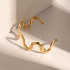 Waterproof Wavy Cuff Open Bangle Bracelet