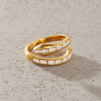 Waterproof Snake Pave Zirconia Open Band Ring