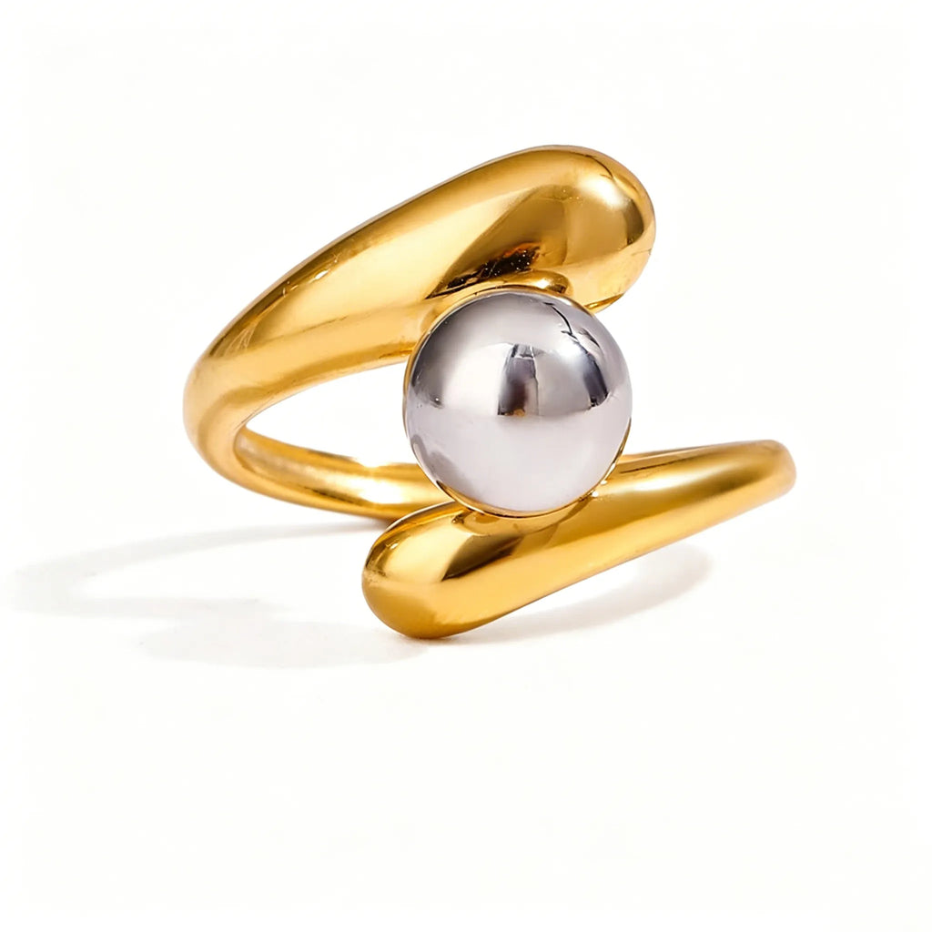 Waterproof Gold & Silver Ball Wrap Open Ring