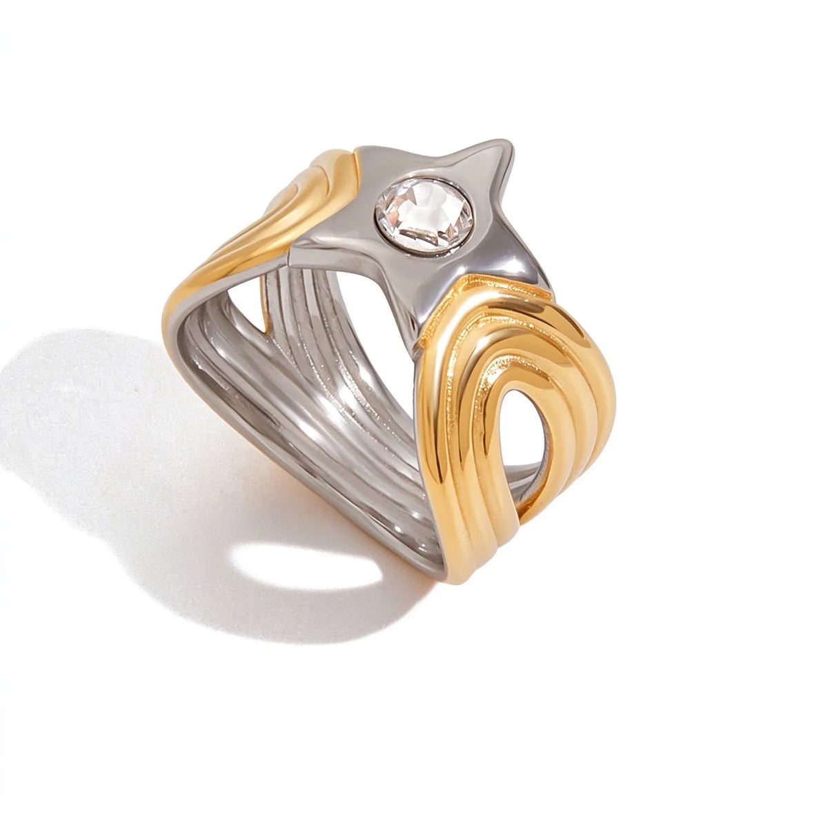 Waterproof Two-Tone Celestial Ring